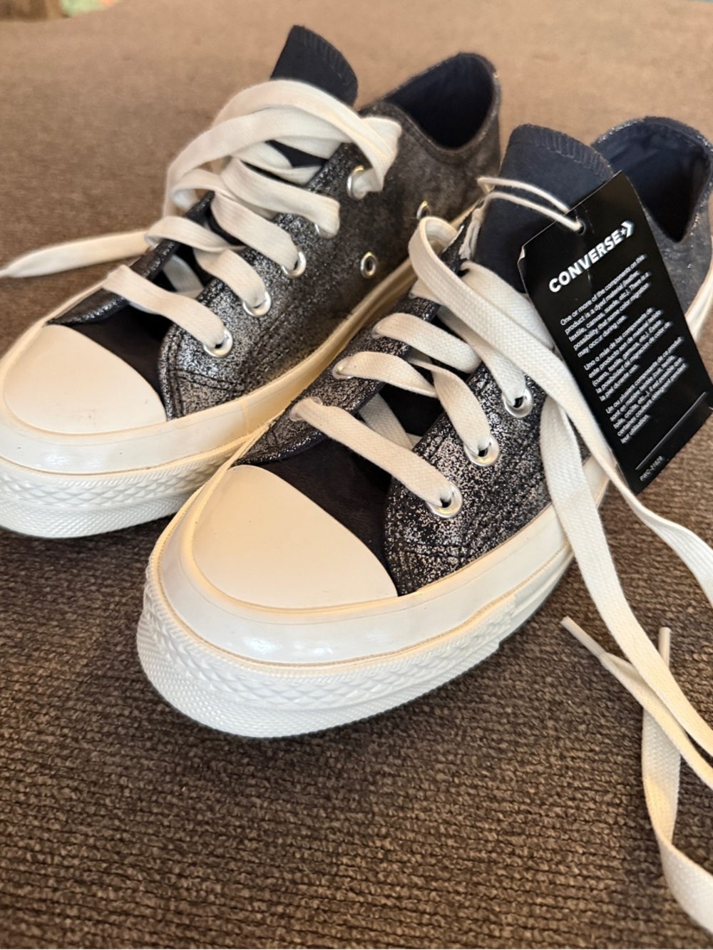 NWTConverse Chuck Taylor Low Top Sneakers Black Glitter Women’s Sz 7.5 Mens 5.5